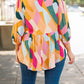 Plus Size Geometric Print Bracelet Sleeve Flowy Blouse