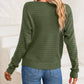 Textured Knit Round Neck Dolman Sleeve Sweater