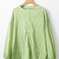 Solid Color Textured Side Split Crew Neck Blouse