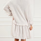 Frill Trim Half Buttoned Textured Dress