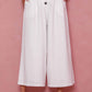 White Buttons Cropped Wide Leg Pants