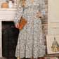 Plus Size Floral Puff Sleeve Surplice Ruffled Dress