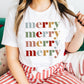 Colorful merry Printed Crewneck Christmas T Shirt