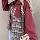 Plaid Patchwork Pockets Denim Jacket