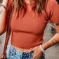 Ribbed Knit Crewneck Crop Sheath Sweater T Shirt