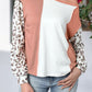 Colorblock Leopard Sleeve Patchwork Top