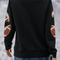 Sequin Rugby Football Patched Quarter Zip Textured Sweatshirt