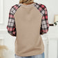 Plaid Raglan Sleeve Sweatshirt