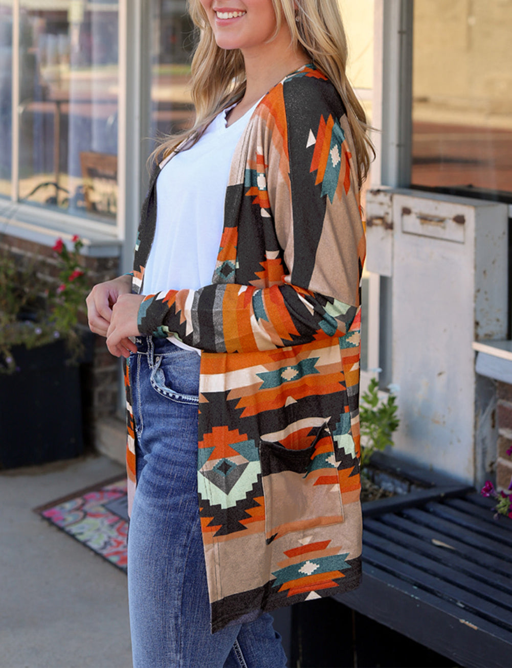 Western Tribal Aztec Print Cardigan