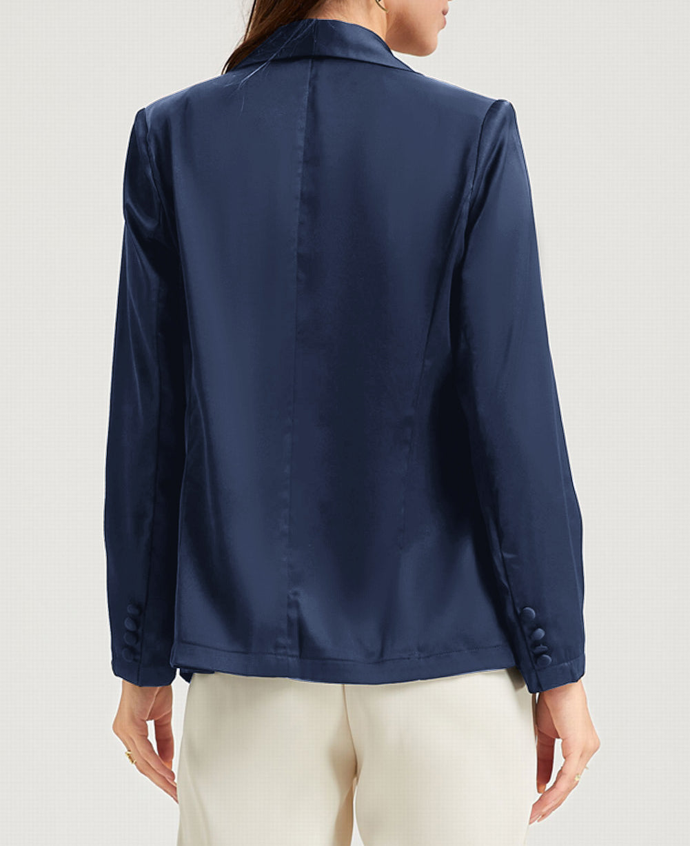 Pocketed Single Button Lapel Neck Blazer