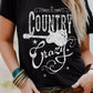 Country Music Crazy Print Crew Neck T Shirt