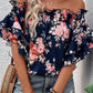 Ruffle Off Shoulder Flounce Sleeve Floral Blouse