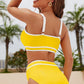 Contrast Trimmed U Neck High Waist Bikini