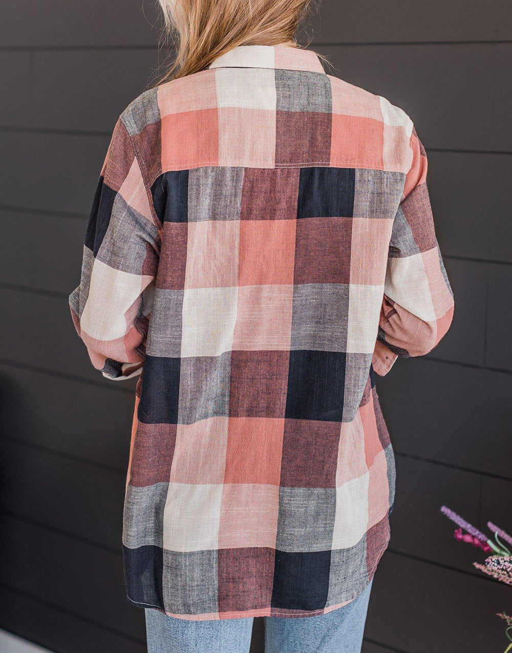 Roll up Sleeve Plaid Pattern Shirt
