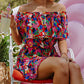 Floral Off Shoulder Short Sleeves Ruffle Romper