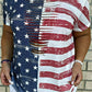 Plus Size Laser Cut USA Flag Printed T-shirt