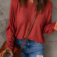 Fiery Solid Color Patchwork Long Sleeve Top