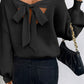 Lantern Sleeve V Neck Knot Back Sweater