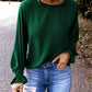 Crew Neck Ruffle Bubble Sleeve Top