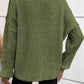 Pointelle Knit Button V Neck Drop Shoulder Sweater