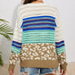 Leopard Striped Mix Pattern Knit Crochet Sweater