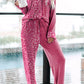 Leopard Contrast Pocket Long Pajama Set