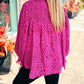 Leopard Shirred Puff Sleeve Flowy Blouse