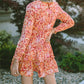 Floral Long Sleeve Frill Tiered Mini Dress
