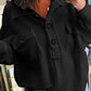 Plus Size Long Sleeve Flap Pocket Henley Top