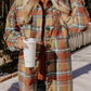 Oversized Flap Pockets Plaid Shacket with Slits