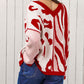 Mix Pattern Knit Ribbed Trim Oversize Sweater