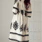 Western Geometric Print 3/4 Sleeve Loose Midi Dress