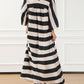 V Neck Kimono Sleeve Striped Maxi Dress