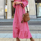 Printed Ruffled Hem Long Dress