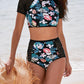 Lace Hollow Floral Print 2pcs Swimsuit