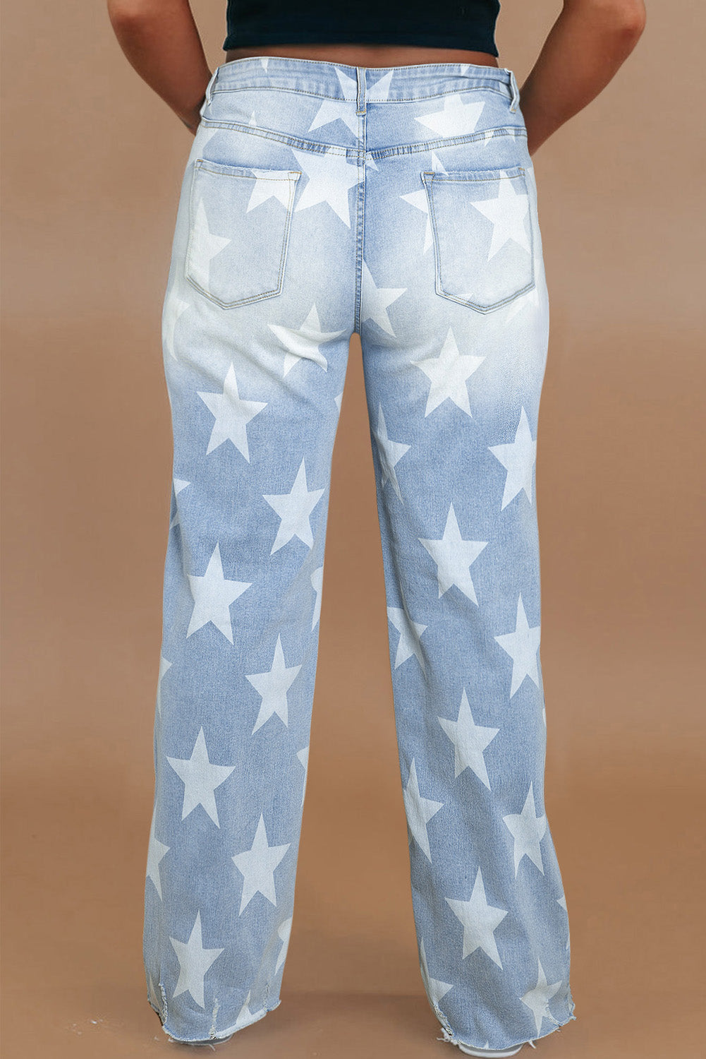 High Waist Star Pattern Plus Size Jeans