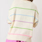 Rainbow Stripes Drop Shoulder Baggy Henley Sweater