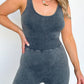 Mineral Wash Ribbed High Waist Athleisure Romper