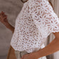 Elegant Flower Embroidery Hollowed Blouse