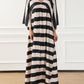 V Neck Kimono Sleeve Striped Maxi Dress
