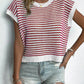 Stripe Ribbed Trim Loose Fit Knitted Sweater Vest