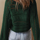 Hollow-out Cable Knit Cropped Sweater