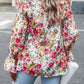 Floral Printed Ruffle Trim Long Sleeve Blouse