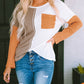 Long Sleeve Colorblock Chest Pocket Textured Knit Top