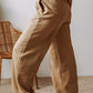 Exposed Seam Drawstring High Waist Wide Leg Pants