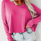 Loose V Neck Dropped Long Sleeve Top