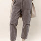 Acid Wash Multi Pocket Drawstring Waist Pants