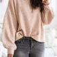 Ribbed Trim Balloon Sleeve Sweater