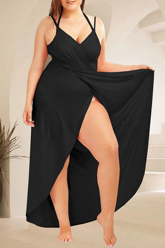 Spaghetti Straps Wrapped Plus Size Beach Cover Up
