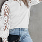 Crochet Sleeve Crew Neck Blouse